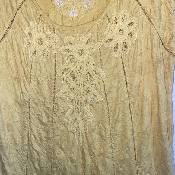 Zara Trafaluc dress yellow floral crochet lagen cottage M coquette boho - Picture 2 of 11